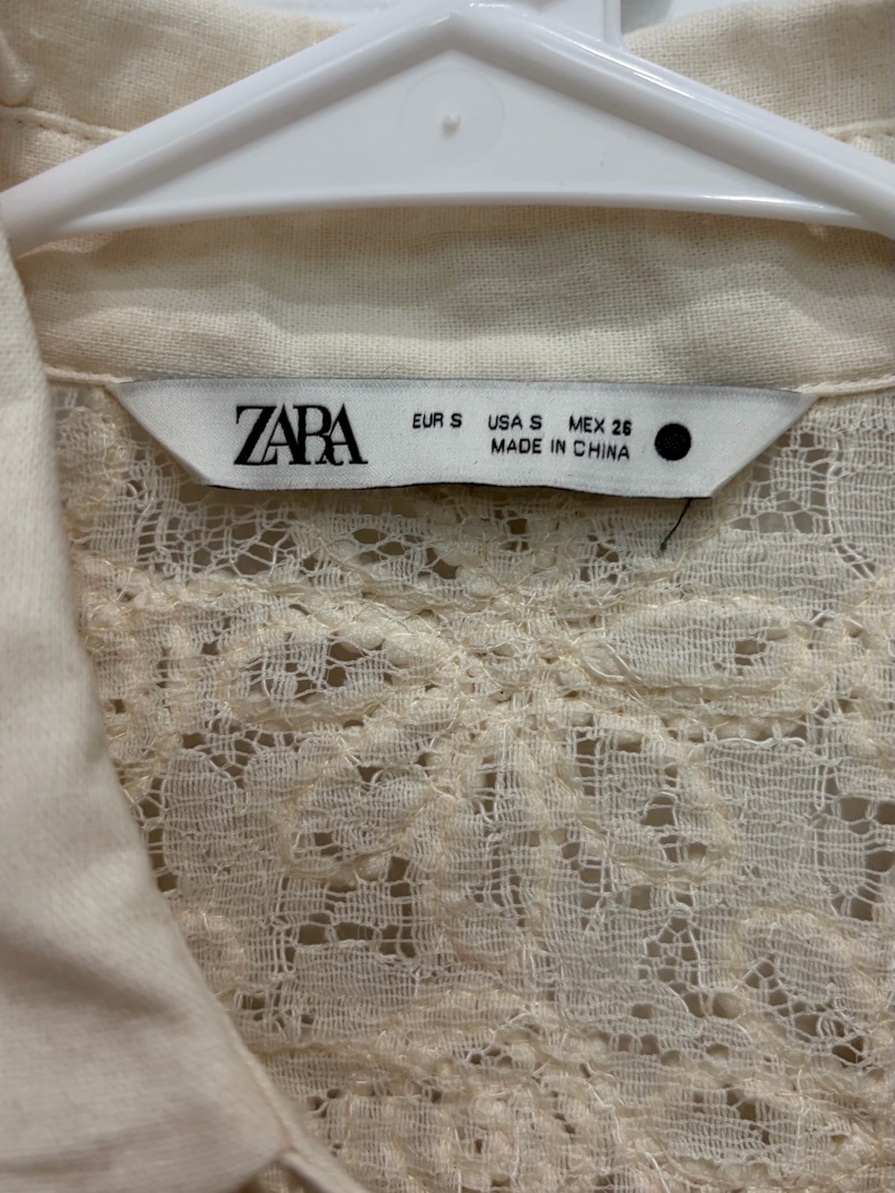 Zara Cream Crochet Lace Button-Down - Picture 2 of 3